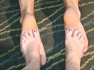 I talked my neighbor into trying stuff her toes in my hairy ass