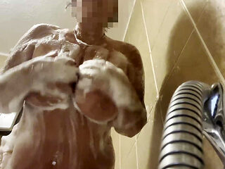 BBW Nude Shower. Soapy Tits & Cunt