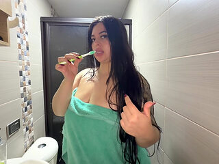 It all happened in the bathroom... My stepbrother fucked my tight ass in the bathroom