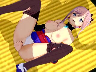 Animated 3D anime girl gets creampied by Miyamoto Musashi