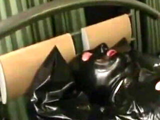 Humiliating latex dress foot fetish