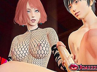 Car Toon - Redhead Haylee Wears A Bdsm Fishnet Bodysuit At The Club In 3d Animation - Handjob Near, Big Dick Stroking, Sloppy Blowjob