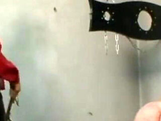 Humiliating gas mask whipping
