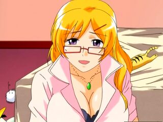 Blondie's big boobies bounce in cartoony hentai fuck fest on the cobalt sheets