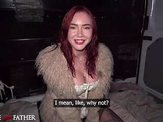 Latvian redhead Eva Ray locked in chastity for cheating hard rough sex after public pick up