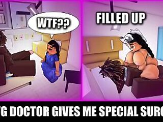 Busty doctor gives special surgery for erection in ROBLOX game