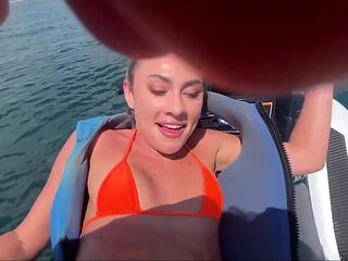Big ass teen rides a giant cock with a wet pussy while jetskiing