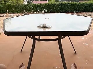 Married Chinese slut gives POV homemade cowgirl ride on balcony