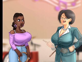 Summer saga bathroom fun with big boobed college girls