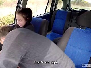 Brunette Whore Fucked by Fat Stepdad in Car
