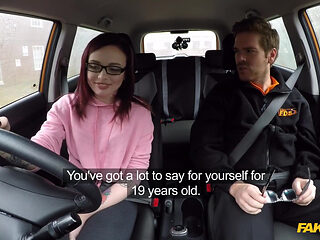 Fake Driving School - Wild & Naughty Petite American Chloe Carter Strips in a Car with Ryan & Requests a Rough Anal Poke