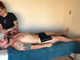 Busty Redhead Erotic Massage: Giant Tits on Cock + Deep Blowjob