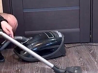 Leather-clad Maid & Her Powerful Miele: White Dust Cleanup
