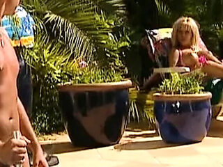 Platinum Blonde German MILF Megan Cole Hardcore Pool Fuck
