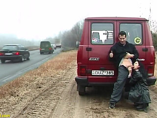 Crazy German couple fucking on street