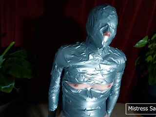 Hardcore Corporal Punishment with Upper Leg Caning and CBT While in Tape Bondage