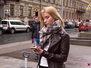 Adorable blonde with an innocent face Kiara Night is fucking for money