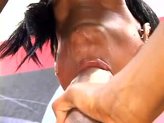 Ebony with nice ass takes a huge cock