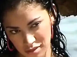 Horny Latina Slut Laura Lai Threesome on Beach with Facial Cumshots