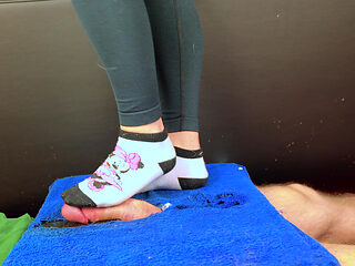 CBT Cock Trampling in Boots, Socks and Barefoot Until He Cum, Femdom Jozi Trample