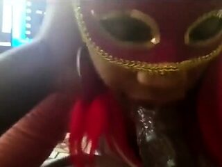 Masked Ebony Amateur Gives Blowjob and Swallows