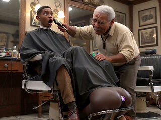 The barbershop is becoming famous because of the new female employees (AI-generated)