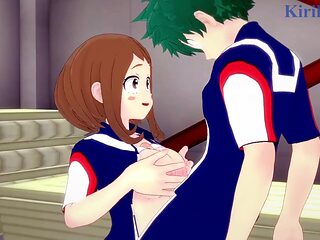 Ochako Uraraka plays rigid with Izuku Midoriya's chisel in the warehouse. - My Hero Academia Anime Porn