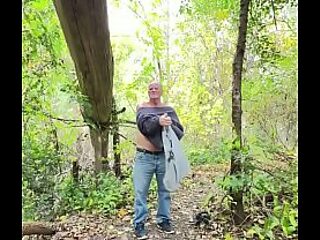 Amateur exhibitionist takes risky sex in the forest