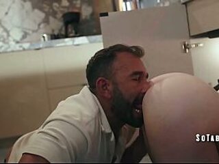 Naughty wife gets a surprise blowjob from the plumber