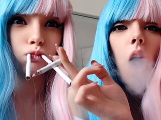 Cute Anime Girl Smoking 2 cigs at the same time :3 (ask me for full vid)