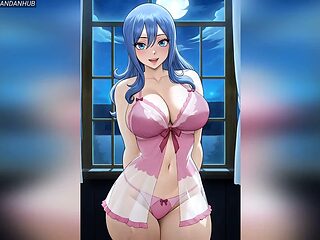 Busty lingerie-clad maid bounces and teases at the beach