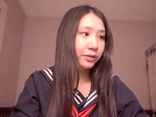Cute Asian schoolgirl Alize Zaide has a solo adventure with a mature stud