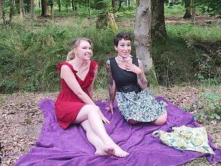 Two couples enjoy outdoor foursome with rough doggy style and blowjob