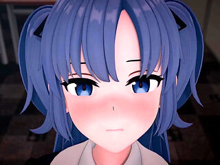 Hayase Yuuka Blowjob Blue Archive Hentai Mmd 3D Blue Hair Color Edit Smixix
