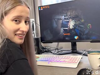 Beautiful Busty Blonde Gamer Teen Fucked Hard And Creampied