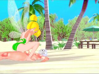 Tinkerbell get pounded at the beach