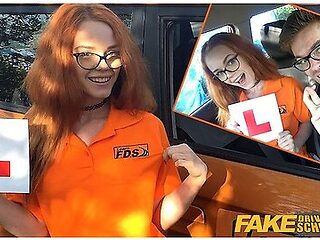 Ella Hughes And Ryan Ryder In Fake Driving Instructor Fucks His Cute Ginger Teen Student In The Car And Gives Her A Creampie