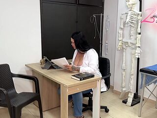 Chubby Latina doctor can't resist huge cock during exam
