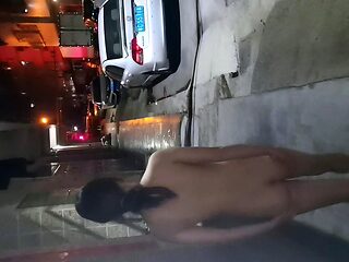 Blonde Amateur Takes Facial Outdoors In Public