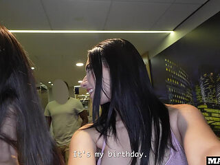 Two Colombian Tourists Invited Us To Their Hotel Room To Get A Double Penetration As Birthday Present !!!