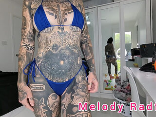 Dark and Light Blue Frilly Micro Bikini Try on Haul Melody Radford