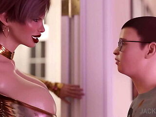 Jackerman After Party Fucks Teen MILF with Big Tits and Big Cock in 3D Animation