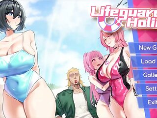 Lifeguard Minami gets serviced in a pool full of anime hentais