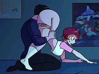 Animated GF licks her roommate's fat ass in a video game themed parody