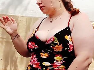 Redhead BBW with Big Boobs Blowjob Tittyjob Facial