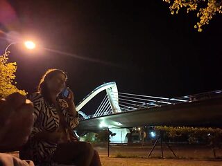 An exhibitionist came to a superslut at the spot. She doesn't know what to do with him.