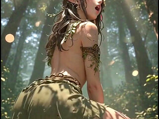 Cute 3D Anime Wood Elf Having Fun in the Forest