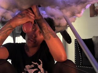 Interracial glory hole facial