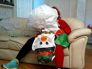 BBW Mature Redheaded Nurse Vicki Blows up Inflatable Snowman for You