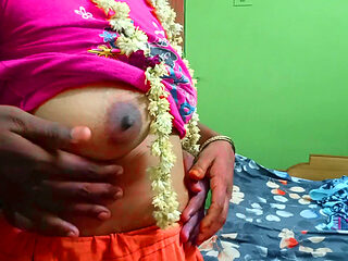 Ammu takes off her T-shirt, reveals her breasts to seduce, and bends over to take it hard 103